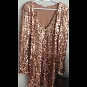 Fashion Nova Gold Sparkle Cocktail Dress